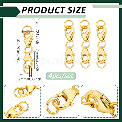 スターリングシルバーのロブスタークロウ留め金4個925個  ゴールドカラー  16mm&nbsp;STER-GA0001-44G