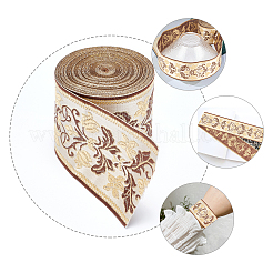 刺繍チロリアンテープ  ジャカードリボン  服飾材料  花柄  小麦  2-1/2インチ（62mm）  約8m /ロール&nbsp;OCOR-WH0064-01B