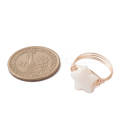 天然シェルフィンガーリング  金の環境に優しい銅線で  スター  usサイズ8 1/2(18.5mm)&nbsp;RJEW-TA00227-01