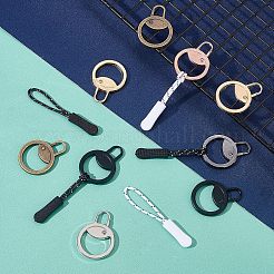 合金製ジッパープーラー12個  12個のプラスチックジッパープラー  ナイロンコード付き  服飾材料  ミックスカラー  アロイジッパープラー：38x27.5x3.2mm&nbsp;FIND-NB0002-12