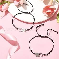 Friendship & Valentine's Day Theme Stainless Steel Interlocking Love Heart Link Bracelets Sets&nbsp;BJEW-JB09543