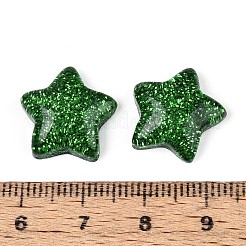 樹脂カボション  グリッターパウダー付き  スター  グリーン  16x16.5~17x5~6mm&nbsp;LS-CRES-Q196-27C