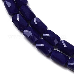 オペークガラスビーズ連売り  長方形  多面カット  ミッドナイトブルー  7x4.5x3.5mm  穴：0.9mm  約79~80個/連  21.65''~22.24''（55~56.5センチメートル）&nbsp;GLAA-Z018-D26