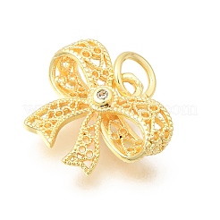 Brass Micro Pave Clear Cubic Zirconia Pendants&nbsp;KK-Z156-03G