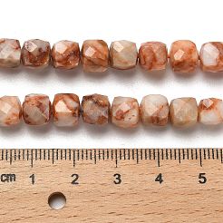 天然の赤いネットストーンビーズ連売り  多面カット  キューブ  6.5~7.5x6.5~7.5x6.5~7.5mm  穴：1.2mm  約57~58個/連  15.35''~15.55''（39~39.5センチメートル）&nbsp;G-H078-C17-01