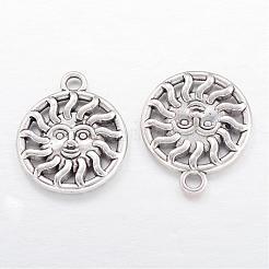 合金ペンダント  カドミウムフリー＆ニッケルフリー＆鉛フリー  太陽  アンティークシルバー  20x17x2.5mm  穴：2mm&nbsp;PALLOY-DA11-3289-AS-FF
