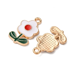 合金エナメルチャーム  花のチャーム  ライトゴールド  ホワイト  19.5x11.5x2mm  穴：1.8mm&nbsp;FIND-D304-01A-KCG