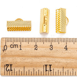 アイアン製カシメリボン止めエンドパーツ  金色  約8mm長  16 mm幅  穴：1mm&nbsp;E183-G