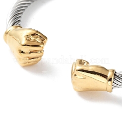 304 Stainless Steel Open Cuff Fist Bangles&nbsp;BJEW-P304-01D-G