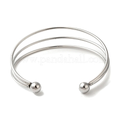 Non-Tarnish 304 Stainless Steel Open Cuff Bangles&nbsp;BJEW-Z071-04P