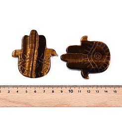 Natural Tiger Eye Hamsa Hand with Eye Figurines&nbsp;DJEW-N003-04D