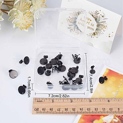 30個 3サイズ 304ステンレススチールスタッドピアス金具  穴とイヤーナット/ピアスバックキャッチ付き  フラットラウンド  電気泳動黒  8~12x1mm  穴：1.5~1.6mm  ピン：0.8mm  10pcs /サイズ&nbsp;STAS-SC0004-32