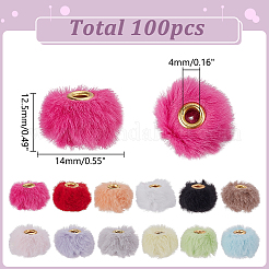 生地ヨーロッパビーズ100個  ラウンド  ミックスカラー  14x12.5mm  穴：4mm&nbsp;DIY-WR0004-69