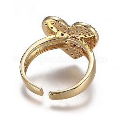 Brass Micro Pave Cubic Zirconia Cuff Rings&nbsp;RJEW-I074-10G-01