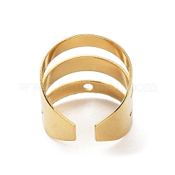 304ステンレススチール製イヤーカフ金具  穴付き  三重線  ゴールドカラー  10x10x10mm  穴：0.9mm&nbsp;STAS-Q305-01E-G