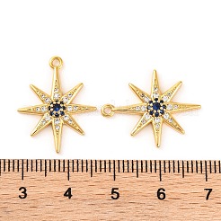 真鍮マイクロパヴェクリアキュービックジルコニアペンダント  スター  18KGP本金メッキ  21.9x17.6x3mm  穴：1.5mm&nbsp;KK-U017-10F-G