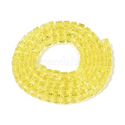 透明ガラスビーズ連売り  キューブ  多面カット  きいろ  7x7x6.5~7mm  穴：1.2~1.6mm  約96~101個/連  25.39~28.54インチ（64.5~72.5cm）&nbsp;LS-GLAA-R041-8x8mm-A01