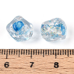 手作り箔ランプワークビーズ  ナゲット  ライトスカイブルー  9~10.5x10~11.5x10~11.5mm  穴：1.2~1.8mm  約50個/連  19.29~20.47''（49~52センチメートル）&nbsp;FOIL-T007-01G