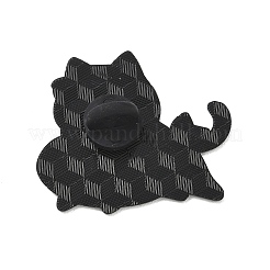 サングラスをかけたクールな猫が魚に乗っているプリント入り合金製ラペルピン（バックパックや衣類用）  オレンジ  30x34.5mm&nbsp;AL-CBA4F48-03B