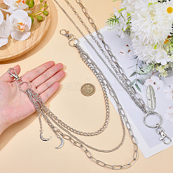 2Pcs 2 Styles Alloy 3 Layer Tassel Chain Belts for Pants&nbsp;AJEW-GF0011-95