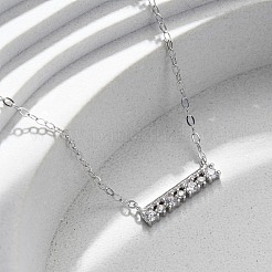 スターリングシルバーマイクロパヴェクリアキュービックジルコニア長方形ペンダントネックレス925個（女性用）  ロジウムメッキ  プラチナ  16.50インチ（41.9cm）&nbsp;NJEW-D316-02P
