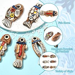 6Pcs 6 Colors Handmade Porcelain Big Pendants&nbsp;PORC-CJ0001-50