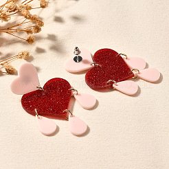 304 Stainless Steel Dangle Stud Earrings&nbsp;EJEW-M074-02G