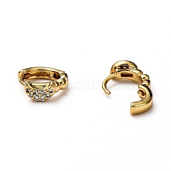 Brass Micro Pave Clear Cubic Zirconia Huggie Hoop Earrings&nbsp;EJEW-H121-14G