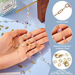 DIYネックレスジュエリーキット  天然アメジストチップとABSプラスチック模造真珠ビーズチェーンを含む  3mm  5~15x5~5.5x2~6mm  3 M&nbsp;DIY-TA0010-60