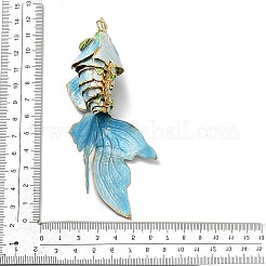 真鍮七宝ペンダント  丸カン付き金魚チャーム  ゴールドカラー  ミックスカラー  100~108x55x27mm  穴：6.5mm&nbsp;KK-P251-A06-G