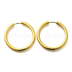 女性用304ステンレスフープピアス  イオンプレーティング（ip）  14KGP本金メッキ  30x3mm&nbsp;EJEW-M068-15D-G