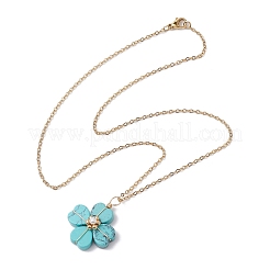 Synthetic Turquoise Clover Pendant Necklaces&nbsp;NJEW-JN05132-03