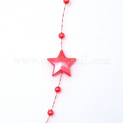 手作りのABSプラスチックビーズチェーン  スプールで  スター＆ラウンド  レッド  星：12~14x12~14x4mm  ラウンド：3mm&nbsp;CHC-CJC0001-08C
