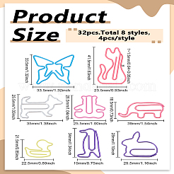 32Pcs 8 Styles Plastic Paper Clips&nbsp;AJEW-LP0008-01