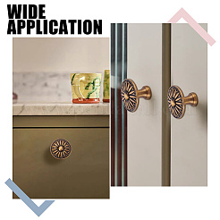 Round with Flower Alloy Cabinet Pull Handle&nbsp;FIND-WH0173-535
