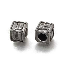 26個 26スタイル 304ステンレススチールキューブビーズ  a～zの文字  変色防止  ステンレス鋼色  8x8x8mm  穴：5mm  1個/スタイル&nbsp;STAS-V009-01P