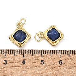 天然石ラピスラズリペンダント  真鍮製のセッティングが施された菱形のチャーム  18KGP本金メッキ  カドミウムフリー＆鉛フリー  長持ちメッキ  ラックめっき  15x12x5mm  丸カン：5x0.8ミリ  内径：3mm&nbsp;KK-C252-14G-02