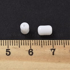 不透明な模造翡翠ガラスビーズ  コラム  ホワイト  6x4mm  穴：1mm  2647個/ポンド&nbsp;GLAA-Z012-02A