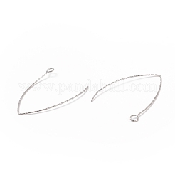 変色しにくい316ステンレススチール製イヤリング  ピアスフック  水平ループ付き  ステンレス鋼色  40x25x0.7mm  穴：2.5mm  21ゲージ  ピン：0.7mm&nbsp;STAS-B025-02P