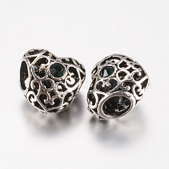 Tibetan Style Alloy Rhinestone European Beads&nbsp;PALLOY-F200-06