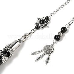 Natural Obsidian Cone Dowsing Pendulum Big Pointed Pendants&nbsp;AJEW-Z041-01C-AS