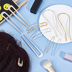 16個8スタイルの鉄と合金のヘアピンクリップとヘアフォーク  細い太い髪に  ミックスカラー  62.5~106x8.5~44x1~2.5mm  2個/スタイル&nbsp;OHAR-CP0001-05