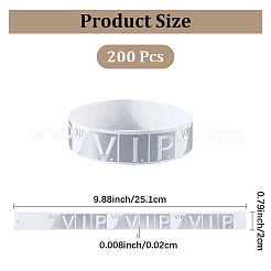VIP PPプラスチック防水ブレスレット200個  男性と女性のためのコードブレスレット  銀  9.88インチ（25.1cm）&nbsp;BJEW-SP0001-33A