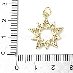 真鍮製マイクロパヴェキュービックジルコニアペンダント  丸カン付き  スターのチャーム  18KGP本金メッキ  22x20x2mm  穴：3mm&nbsp;KK-L248-07G-02