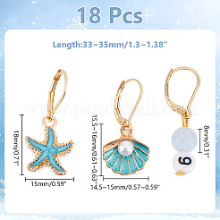 Starfish/Shell/Number Alloy Enamel & Acrylic Pendant Locking Stitch Markers&nbsp;HJEW-AB00585