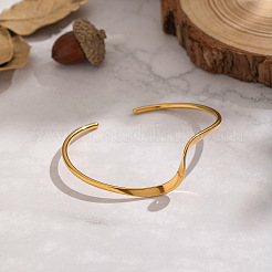Minimalist Wave Shape 304 Stainless Steel Open Cuff Bracelets for Women&nbsp;XJ3196