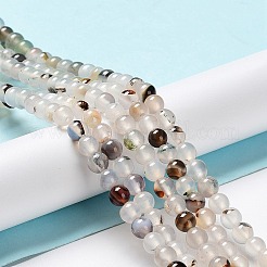天然樹枝状瑪瑙ビーズ連売り  ラウンド  染め＆加熱  6mm  穴：1mm  約62個/連  14.2インチ&nbsp;G-D845-04-6mm