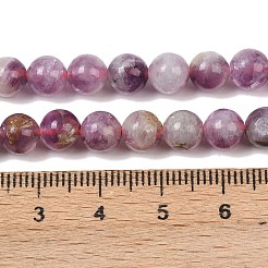 天然レピドライト/パープルマイカストーンビーズ連売り  ラウンド  6.8mm  穴：1mm  約57個/連  14.37''（36.5センチメートル）&nbsp;G-G160-A01-04