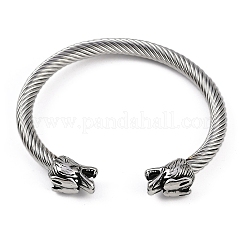 女性用304ステンレススチールカフバングル  虎  ステンレス鋼色  内径：2-1/2インチ（6.25cm）&nbsp;STAS-M023-09P