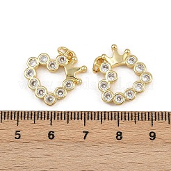 真鍮マイクロパヴェクリアキュービックジルコニアペンダント  ハート  丸カン付き  16KGP本金メッキ  17.5x19x2.5mm  穴：3.4mm&nbsp;ZIRC-I367-14G-01